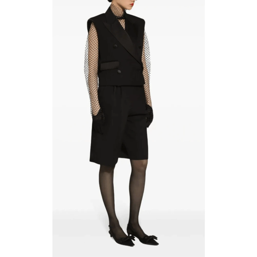 Dolce & Gabbana Zwarte Mesh Blouse Hoge Hals Lange Mouwen Black Dames