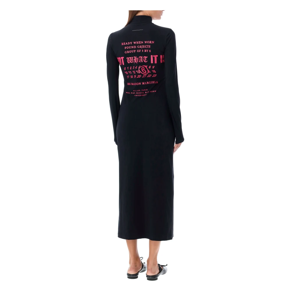 MM6 Maison Margiela Zwarte High Neck Maxi Jurk Black Dames