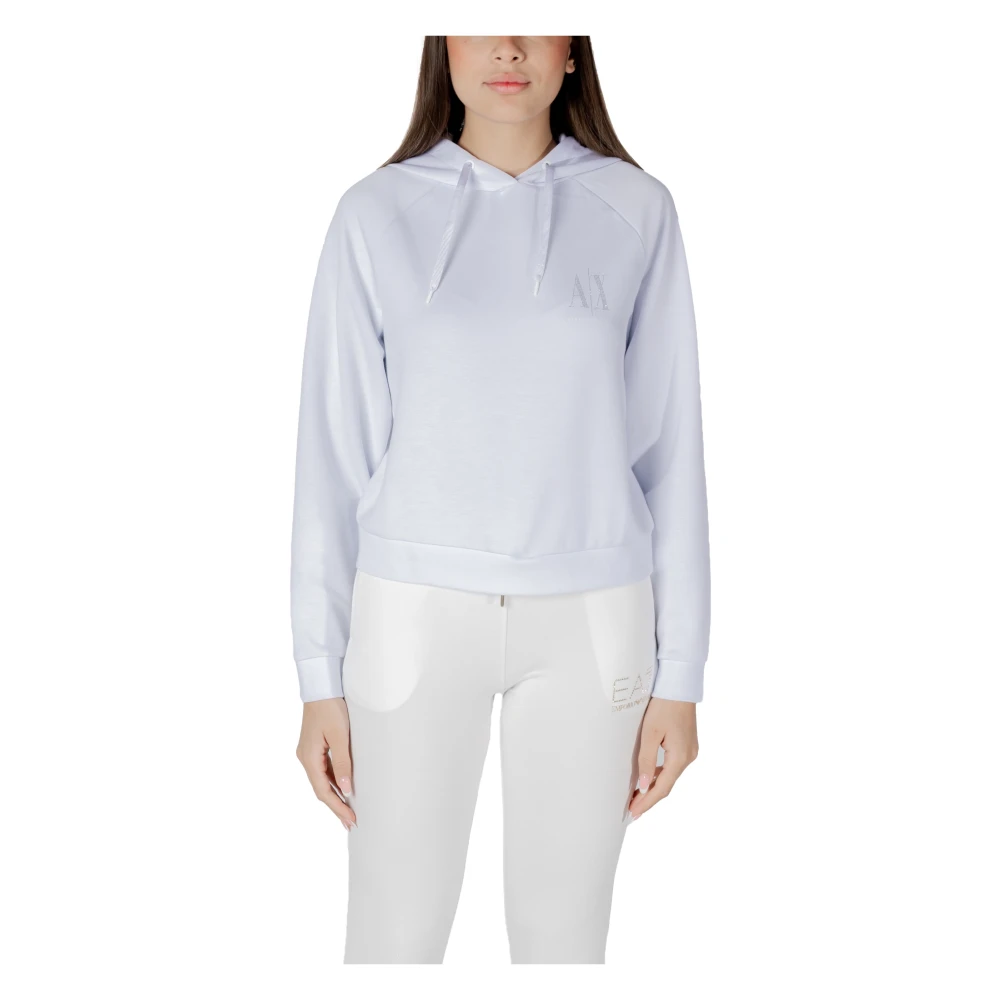 Armani Exchange Women's White Modern Hoodie For Versatile Style