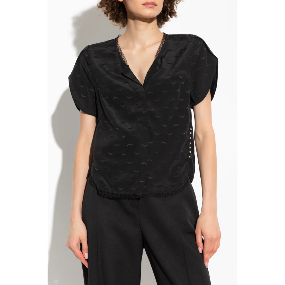 Zadig & Voltaire Top met geborduurd Tiffany-logo Black Dames