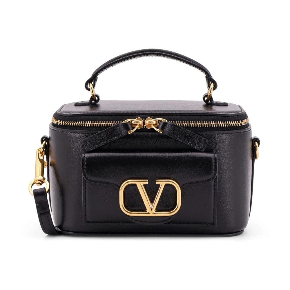 Valentino Garavani Leren schoudertas met VLogo handtekening Black Dames