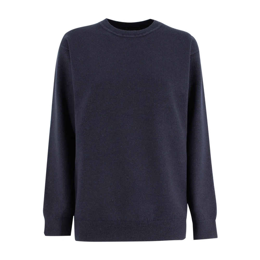 Fabiana Filippi Pluche Steek Crew Neck Sweater Blue Dames