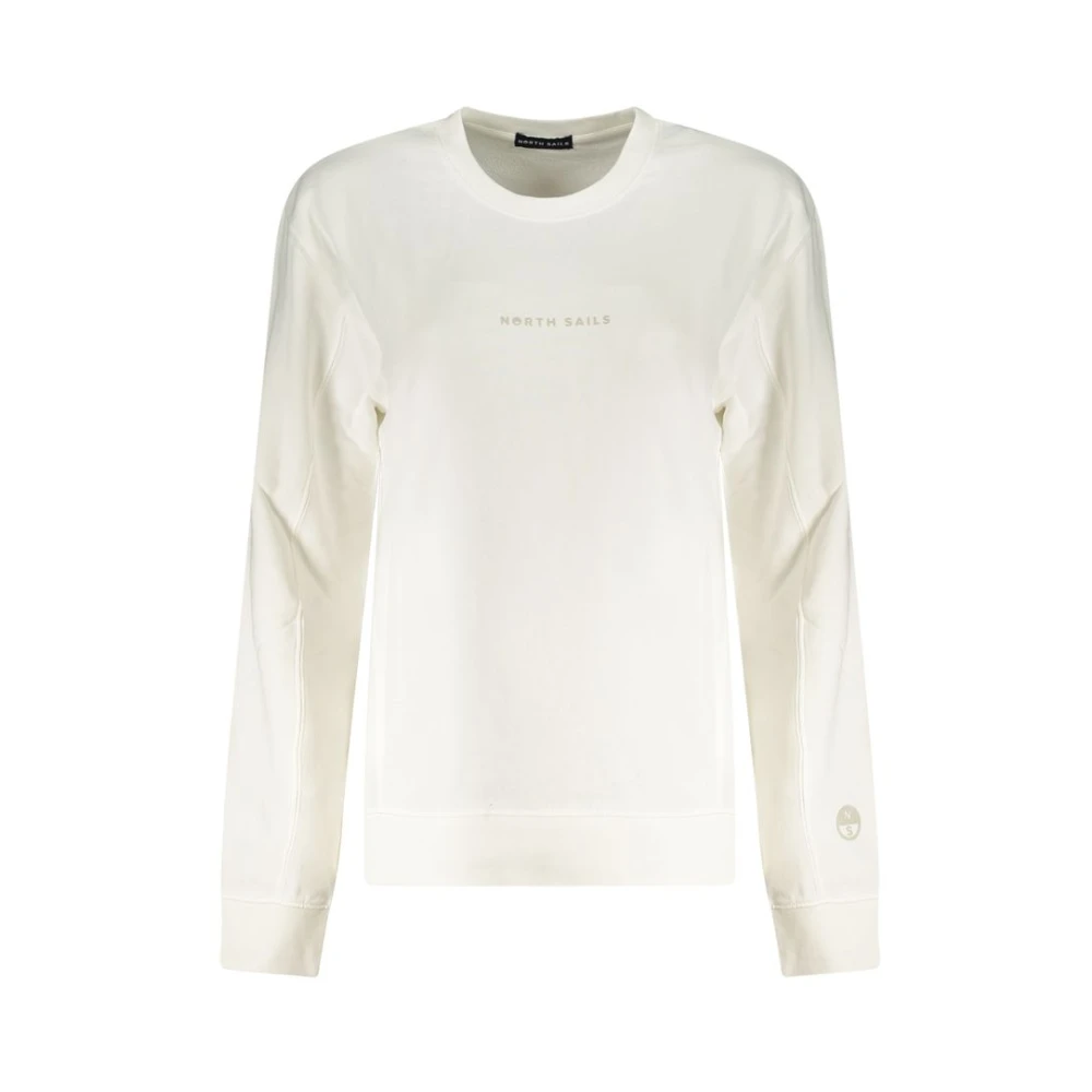 North Sails Women's White Sweatshirts, L, Embossed Logo Crew Neck Jumper