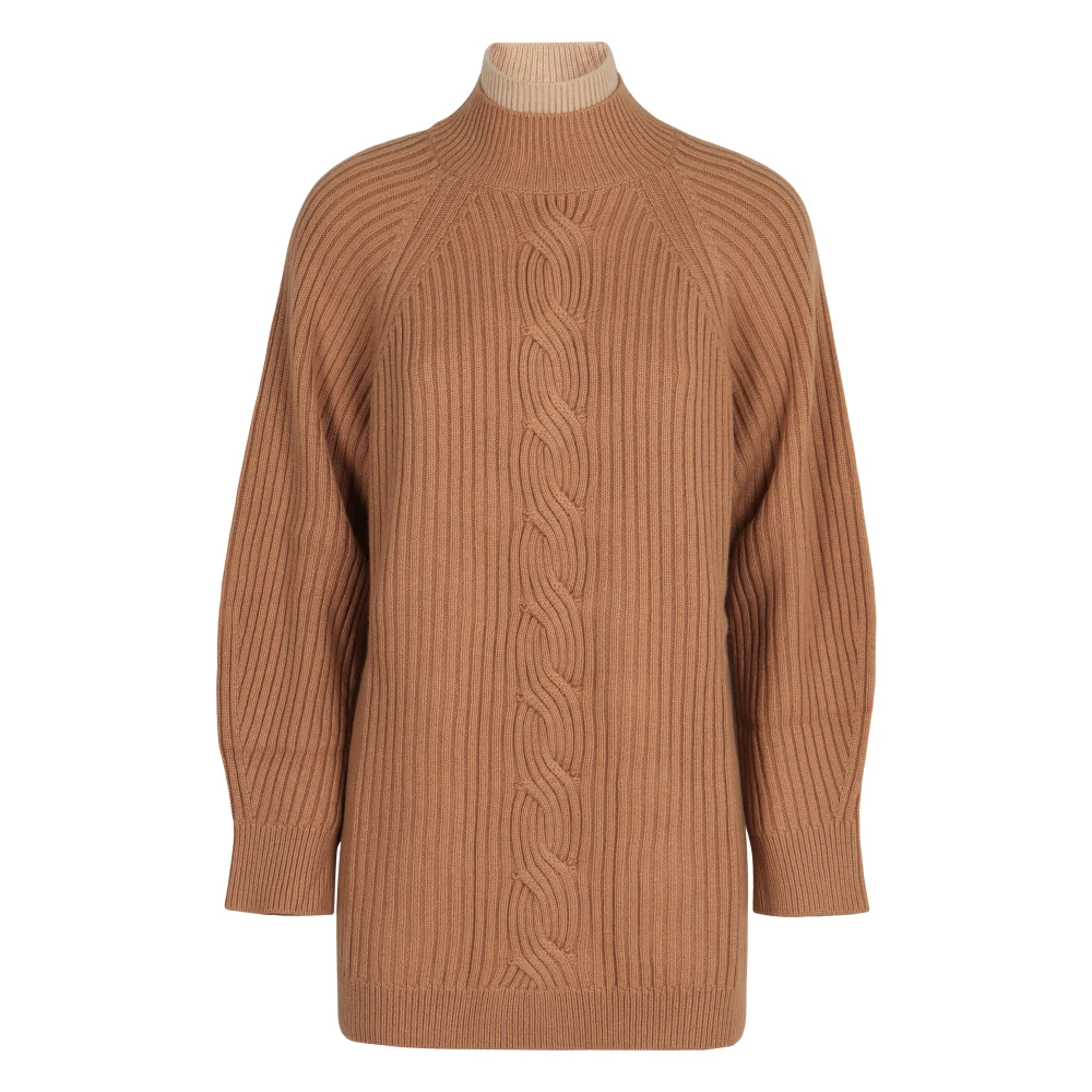 Max Mara Women's Brown Oversized Wool Cashmere Jumper - Turtlenecks - L - Knitwear