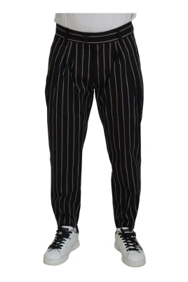 Svart Beige Randiga Chino Byxor