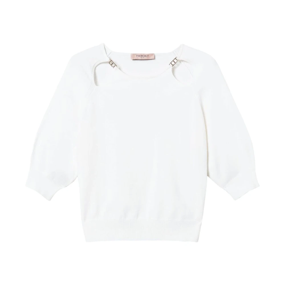 Twinset Witte Crew Neck Sweaters White Dames
