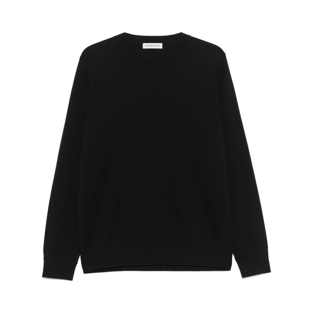 Goes Botanical Botanische Merinowol Ronde Hals Sweatshirt Black Heren