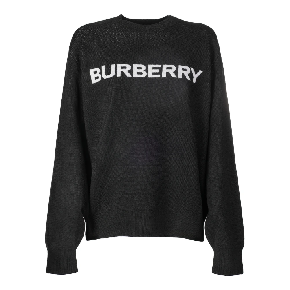 Burberry Zwarte Trui Regular Fit Geschikt voor Koud Weer 74% Wol 26% Katoen Black Dames