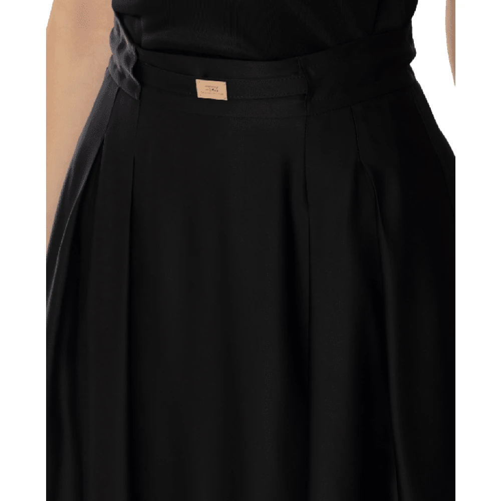 Elisabetta Franchi Satijnen cirkelrok met riem Black Dames