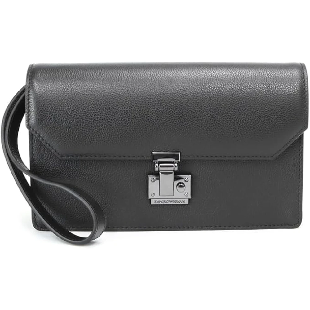 Emporio Ar i Zwarte leren handtas met metalen sluiting Black