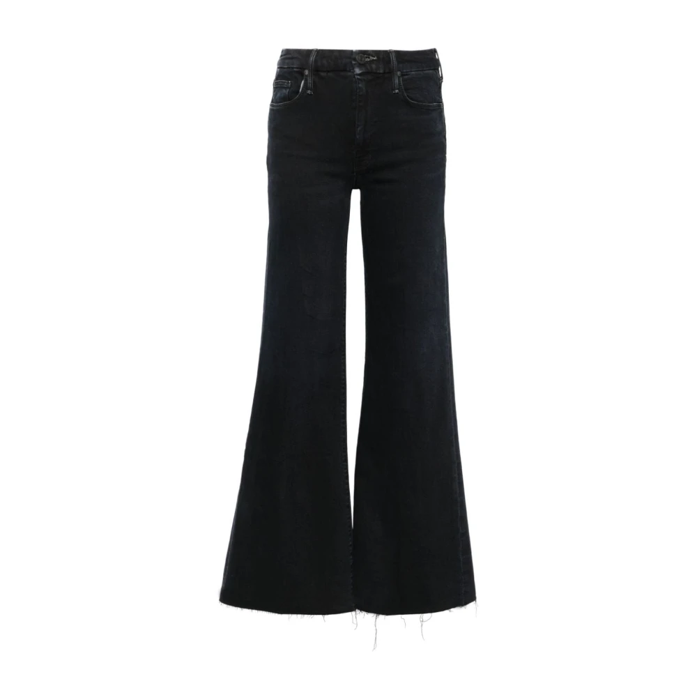 Mother Svarta Jeans med Fransad Kant Black, Dam