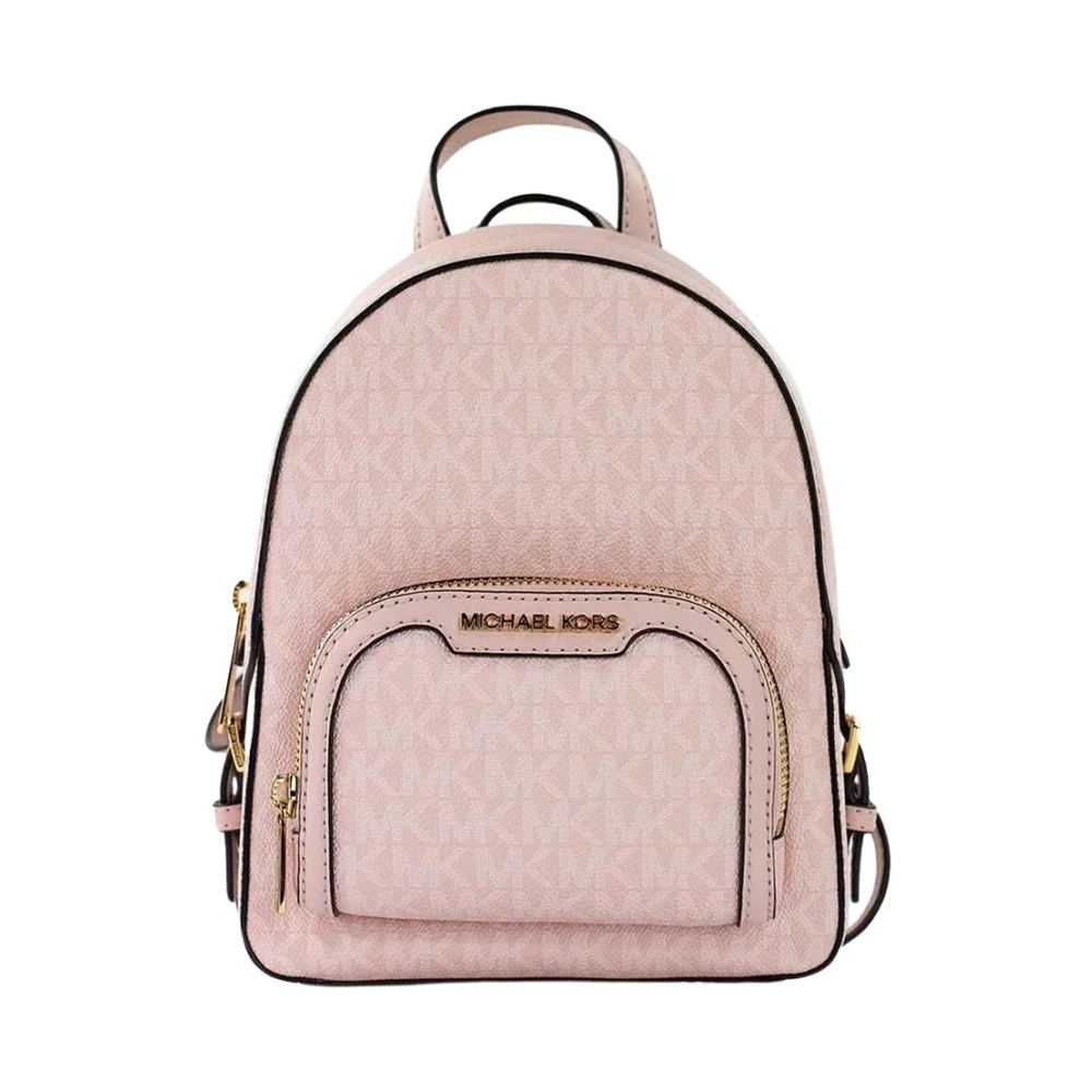 Michael Kors Women's Pink Leather Zip Pocket Backpack With Adjustable Straps