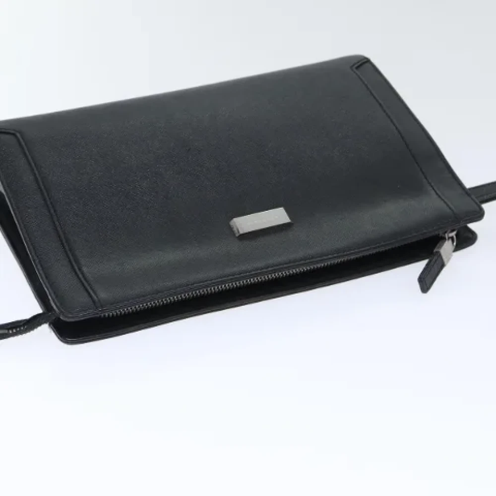 Burberry Vintage Pre-owned Leather clutches Black Dames