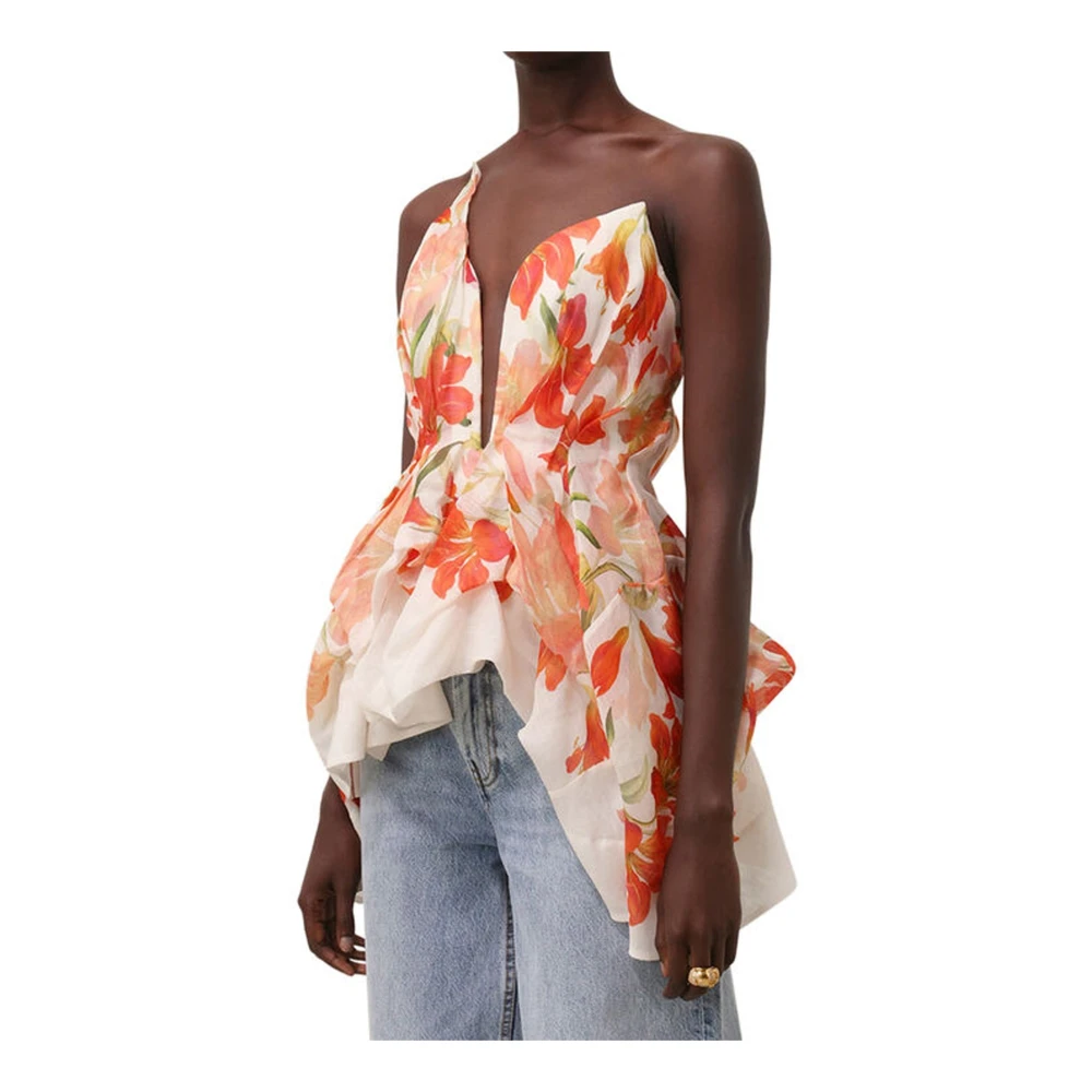 Zimmermann Oranje Bloemen Top Aw24 Multicolor Dames