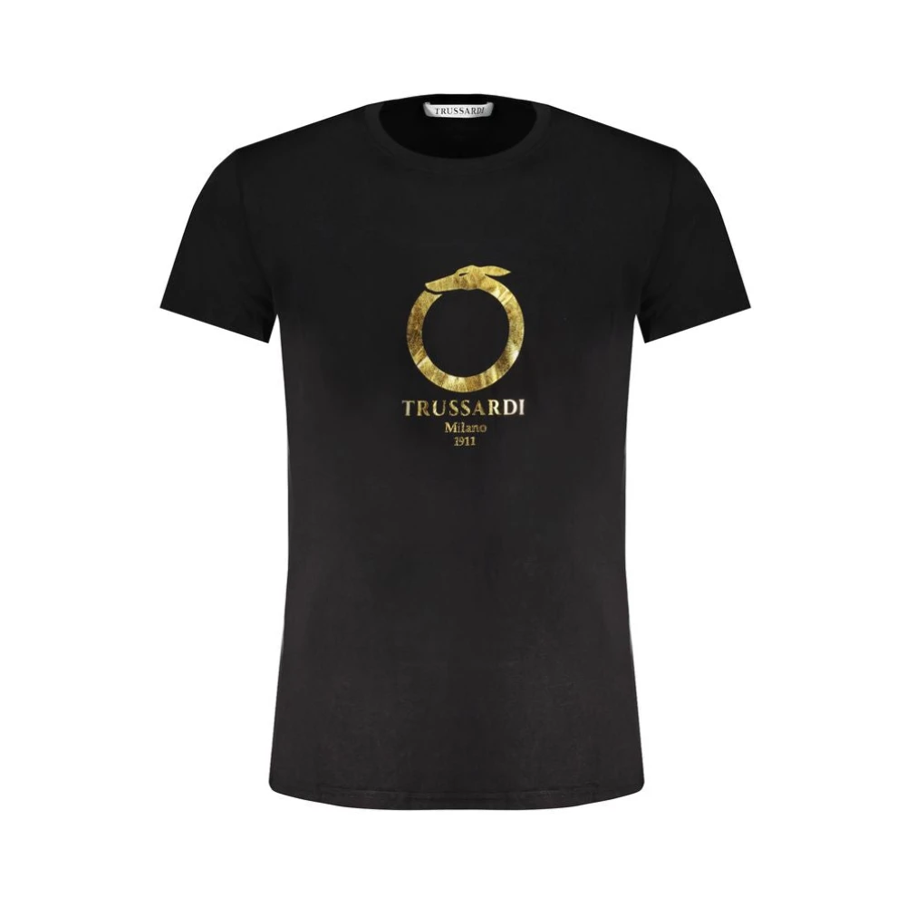 Trussardi Zwart Katoenen Bedrukt Logo T-Shirt Black Heren