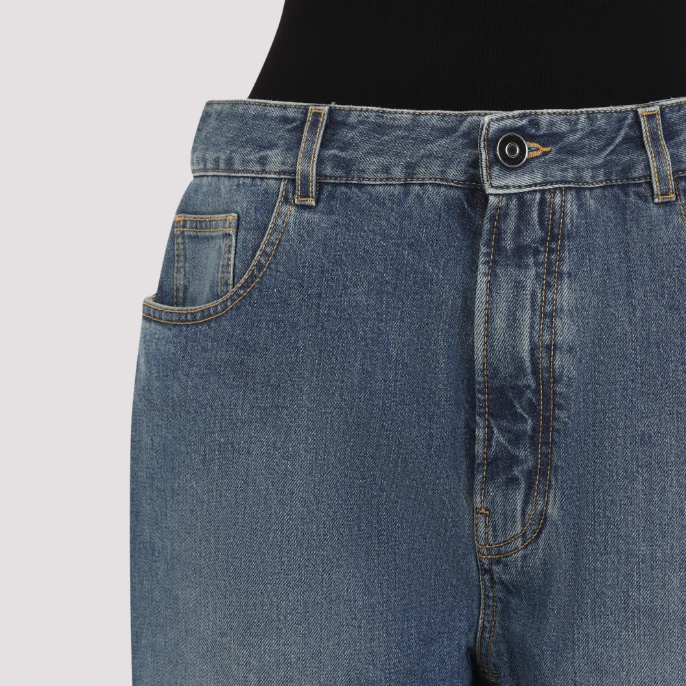 Alaïa Vintage Knit Band Bermudas Shorts Blue Dames