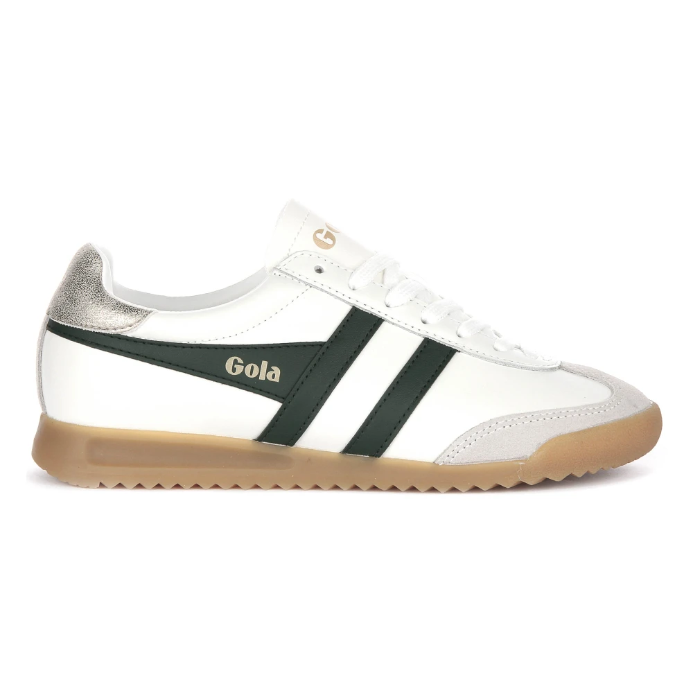 Gola Women's White Sneakers,, Green Leather Trainers Size 5 Uk