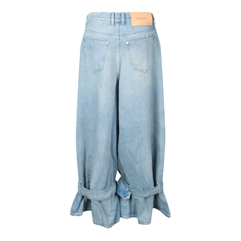 JW Anderson Verstelbare ruche wijde jeans Blue Dames