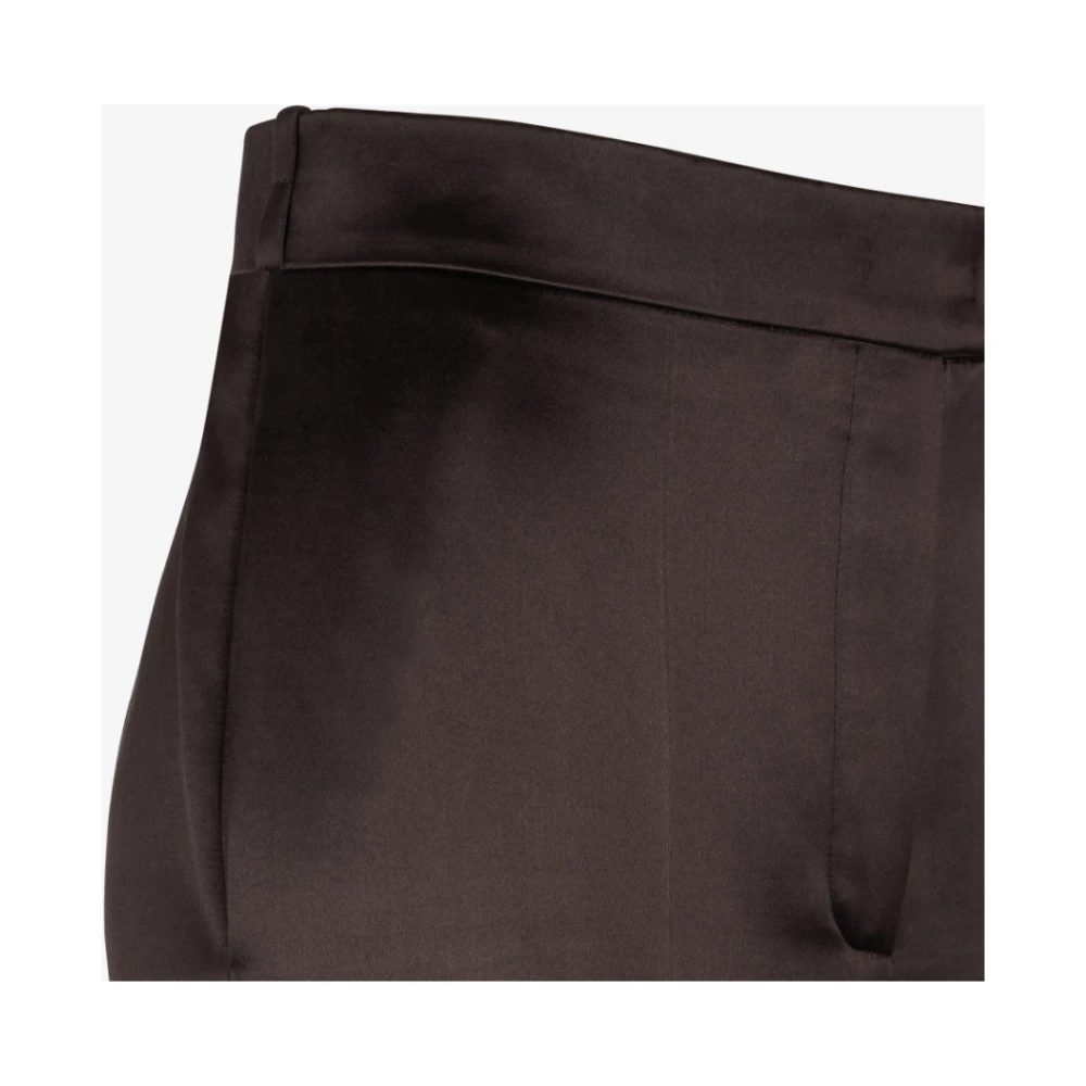 Fendi Hoge taille satijnen broek slim-fit uitlopend Brown Dames
