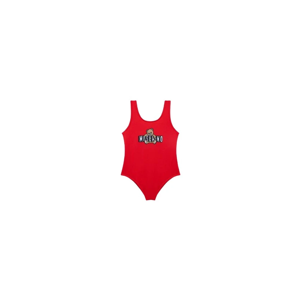 Moschino Red Kids Swimsuits, Female, 9 M, Teddy Bear Lycra One-Piece Swimsuit