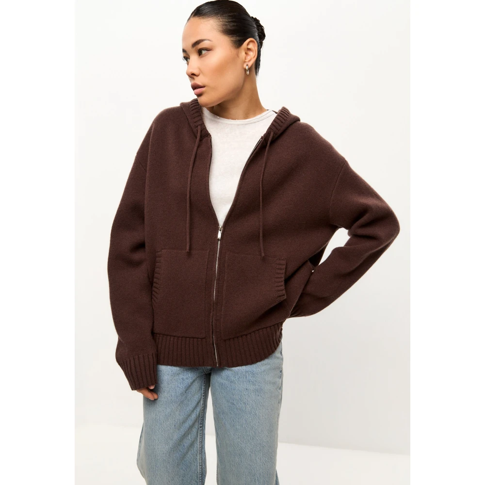 Cesare Gaspari Merino Hoodie Kostuum Penelope Bruin Brown Dames