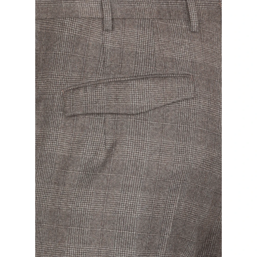 PT Torino Grijze wollen broek met patroon Gray Heren
