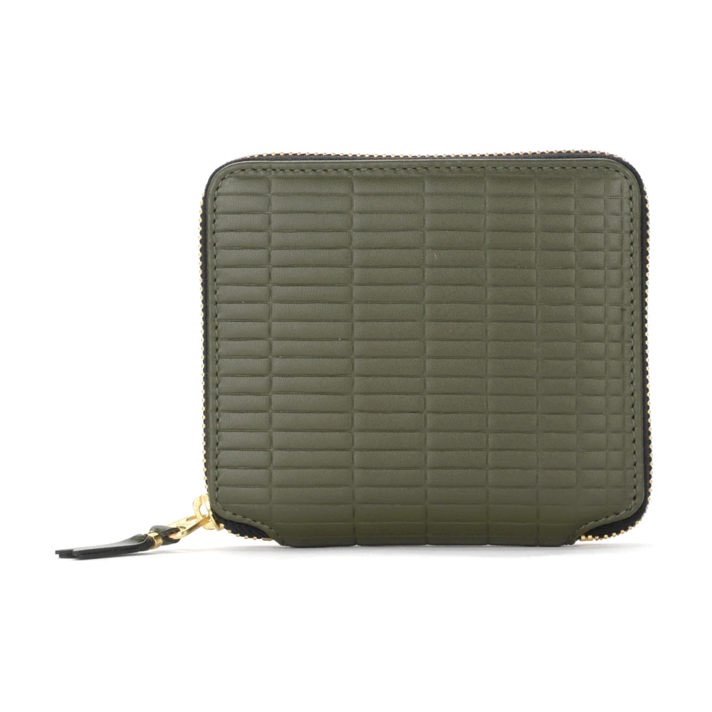 Comme des Garçons Brick Line Leren Portemonnee in Khaki Green Unisex