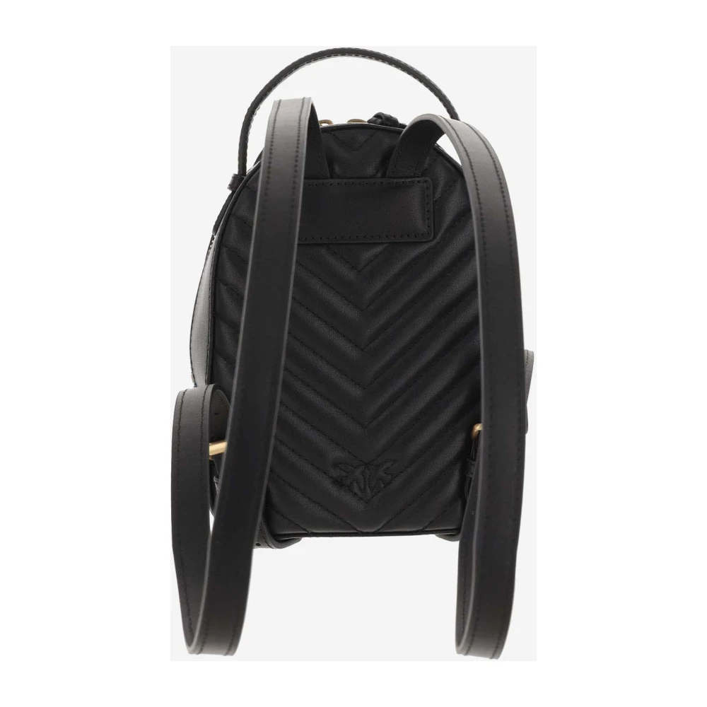 pinko Leren rugzak met logo en rits Black Dames