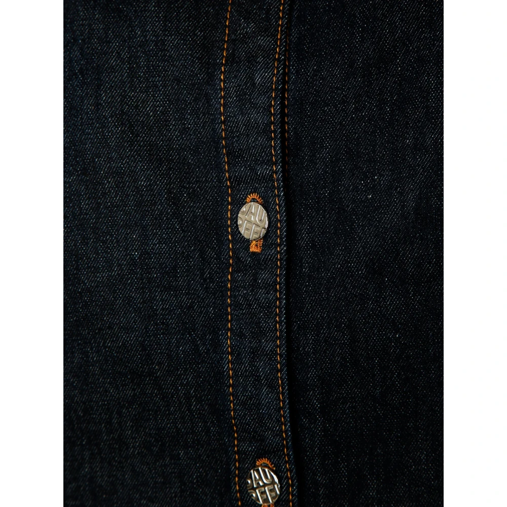 BAUM UND PFERDGARTEN Button-Down overshirt met geborsteld katoenen keper Blue Dames