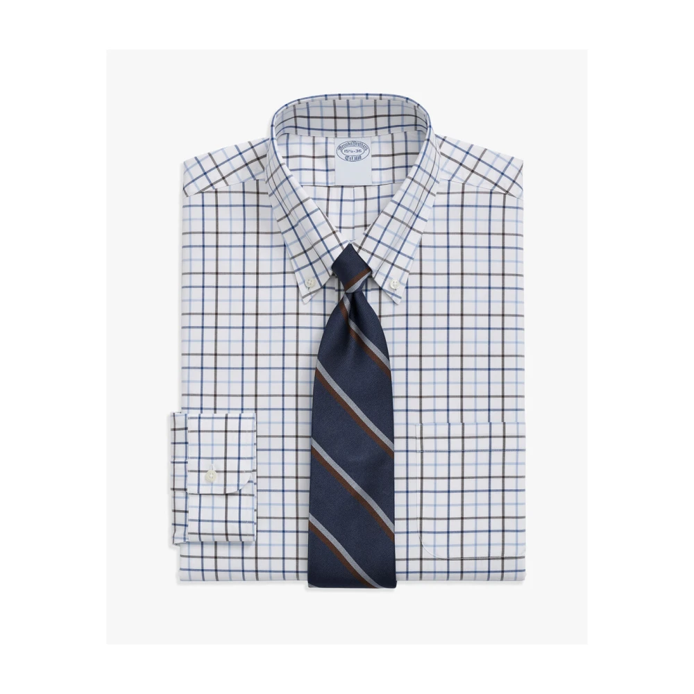 Brooks Brothers Regular Fit Stretch Katoenen Overhemd met Knoop-Down Kraag Blue Heren