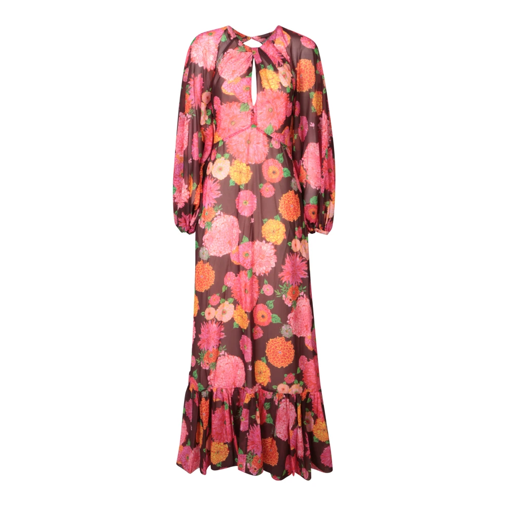 La Doublej Multicolor Maxi Dresses, Female, S, Brown Dress Aw23 Women's Clothing