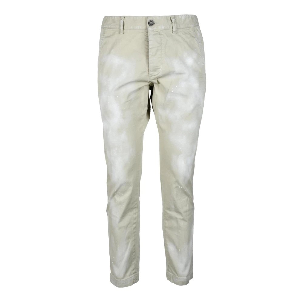 Dsquared2 Katoen Elastaan Broek Beige Heren