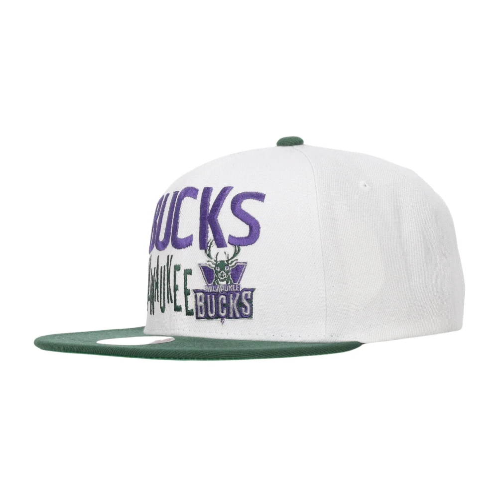 Mitchell & Ness Milwaukee Bucks Platte Klep Snapback Pet White Heren