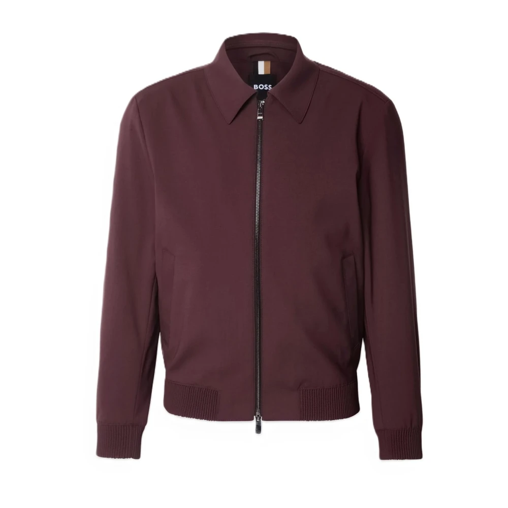 Boss Wing Collar Shirt Jacket Bordeaux Red Heren