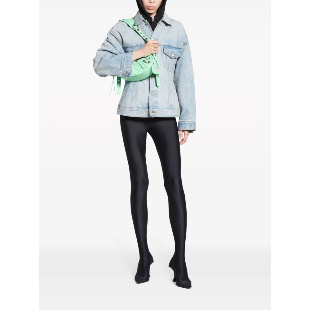 Balenciaga Heldere Blauwe Zandloper Denim Jas Blue Dames