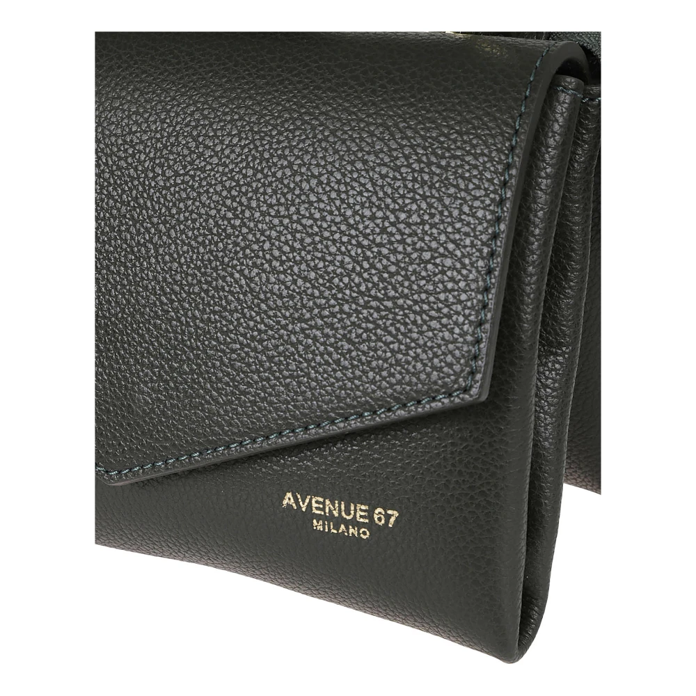 Avenue 67 Groene Leren Tas Made in Italy Black Dames