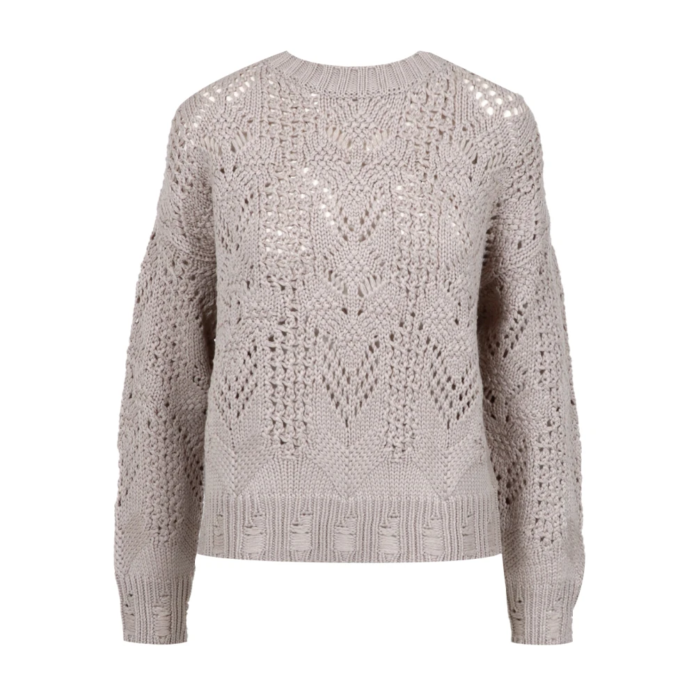 Kaos Grijze Gebreide Trui met Geperforeerd Patroon Gray Dames
