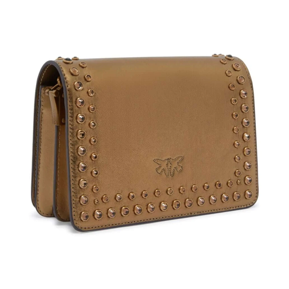 pinko Love Click Metallic Crystal Schoudertas Brown Dames
