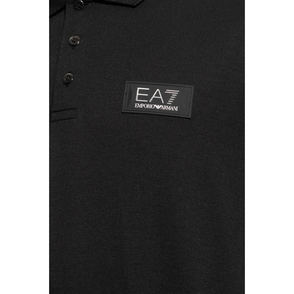 Emporio Armani EA7 Polo shirt met logo patch Black Heren