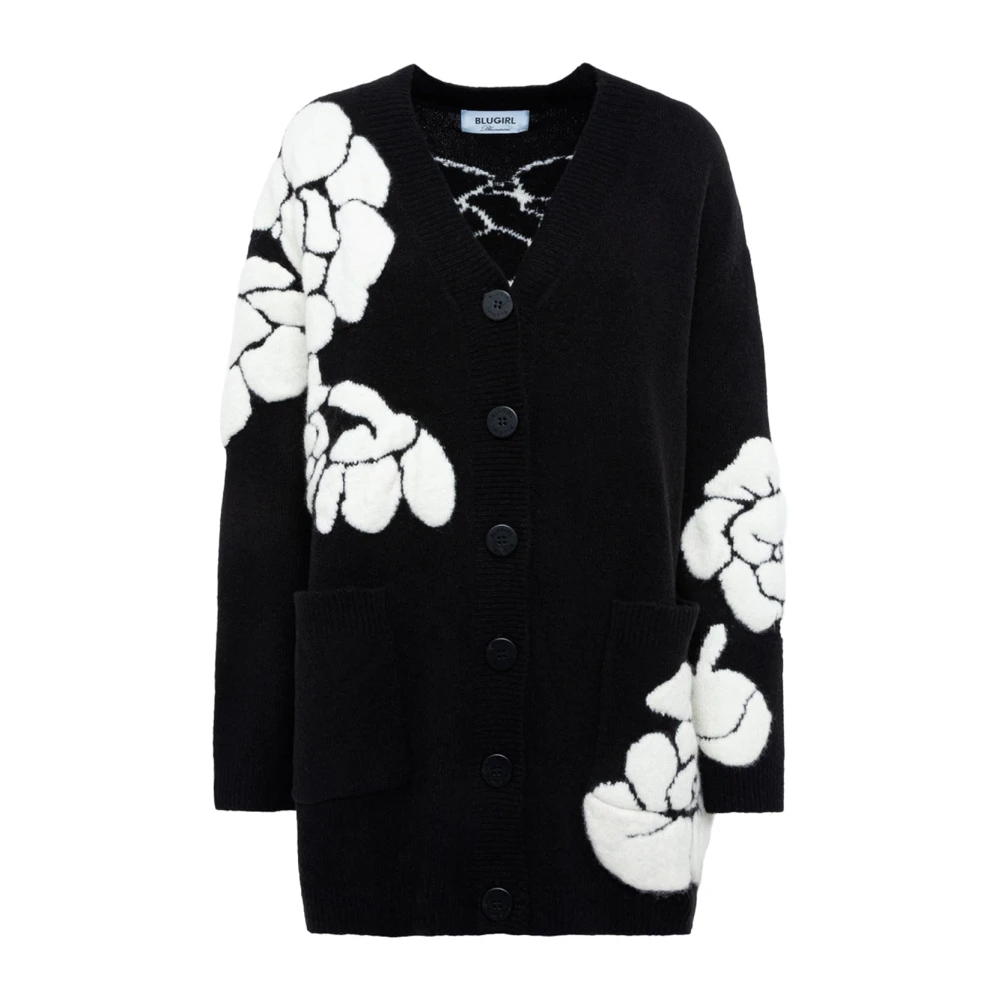 Blugirl Bloemmotief vest met V-hals Black Dames