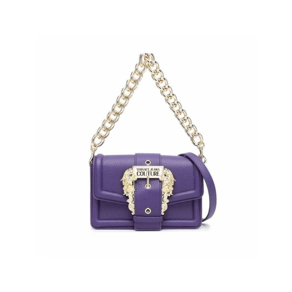 Versace Jeans Couture Lila Crossbody Väska med Avtagbar Guldkedja Detalj Purple, Dam