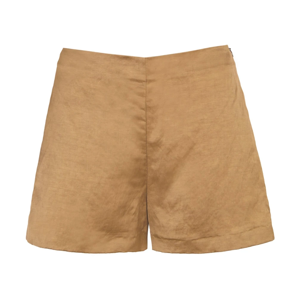 Cortana Linnen en viscose shorts in cacao Yellow Dames