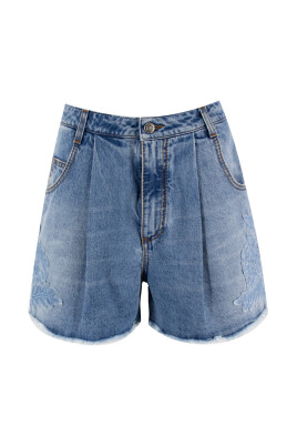 denim-floral-applique-high-waist-shorts