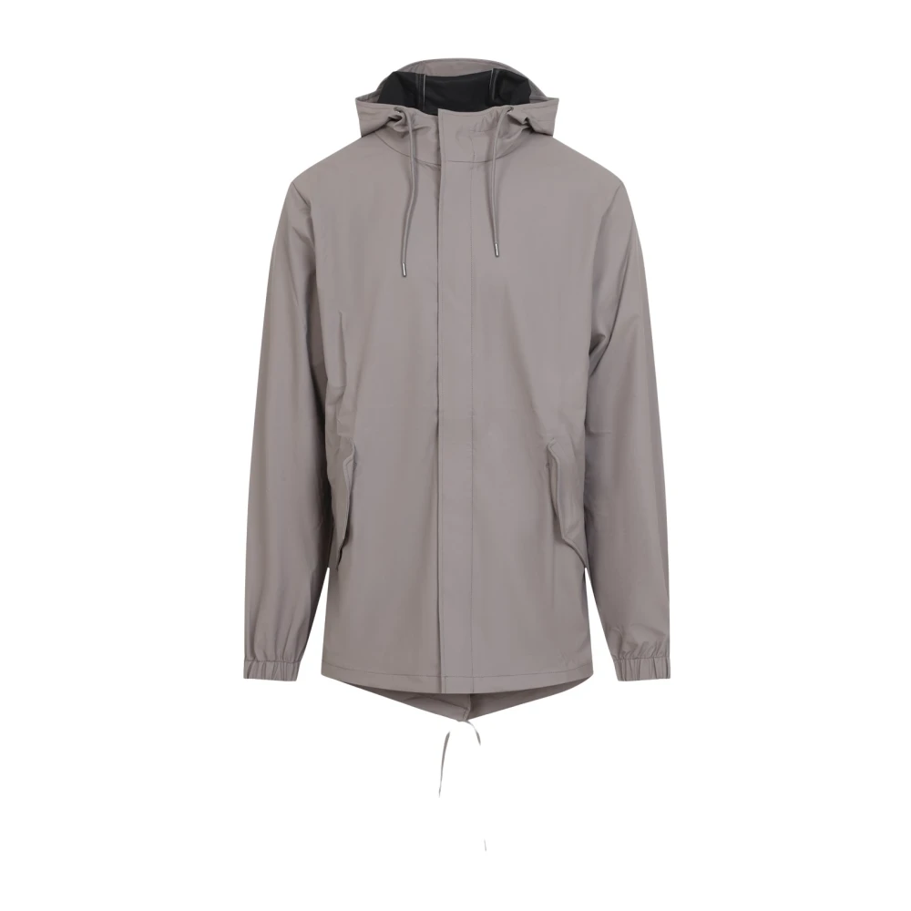 Rains Unisex Gris Impermeabile Con Cappuccio Fishtail W3 - Immagine 4