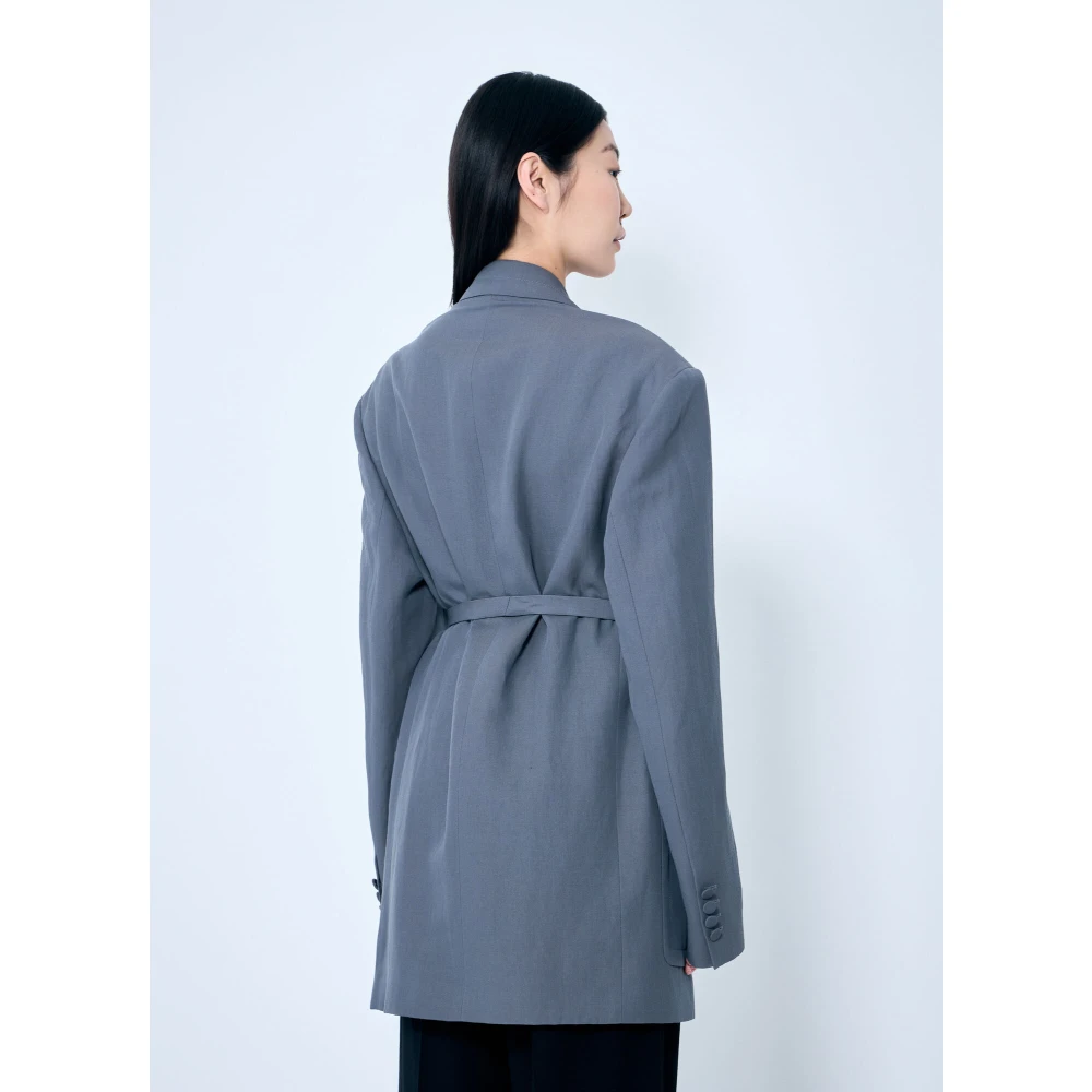 Dries Van Noten Wolblend Double-Breasted Blazer Gray Dames