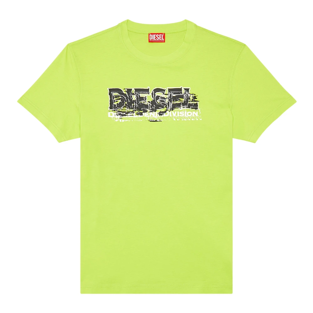 Diesel T-shirt with glitchy logo Green Heren