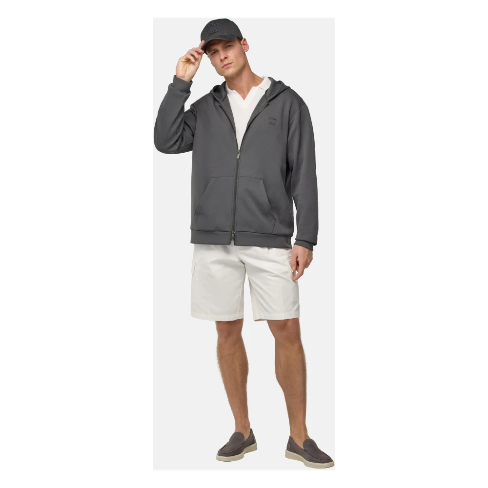 Boggi Milano Katoenen Blend Full-Zip Sweatshirt Black Heren