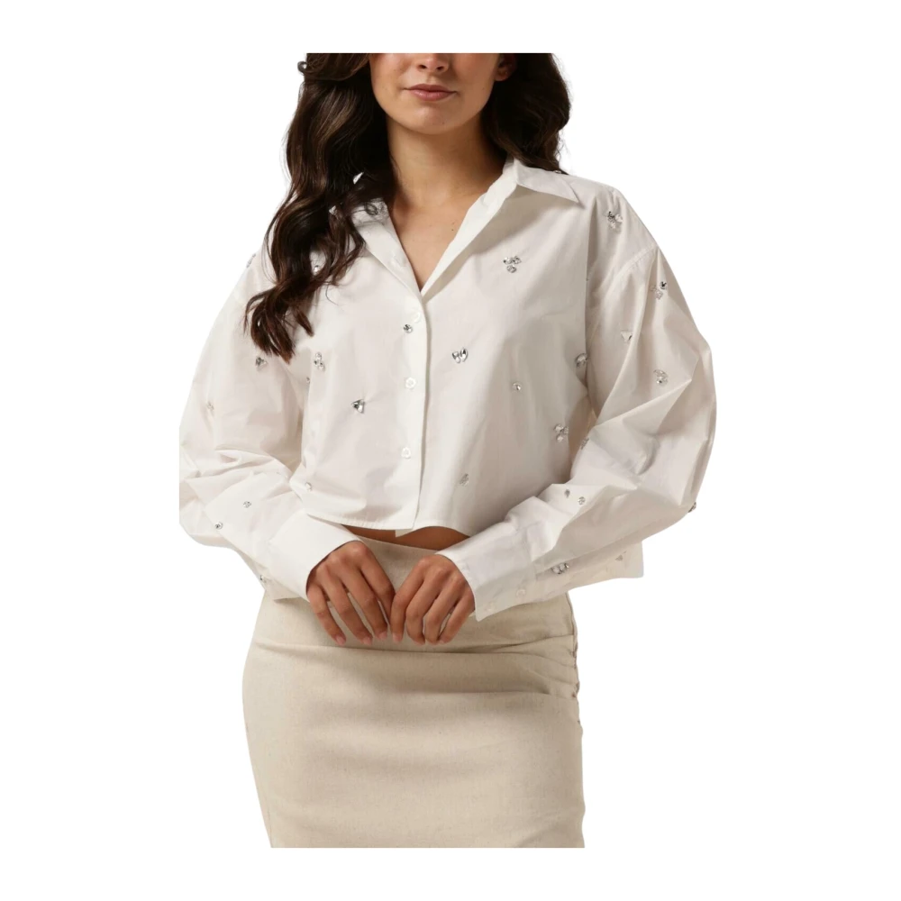 Second Female Witte Calli Shirt met Diamantdetails Second Dames White Dames