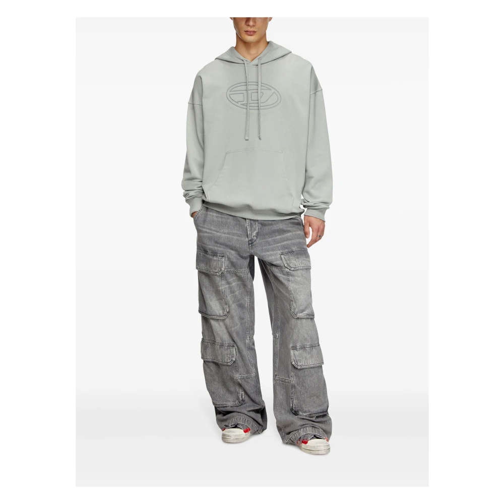 Diesel Grijze hoodie met Oval D-logo Gray Heren