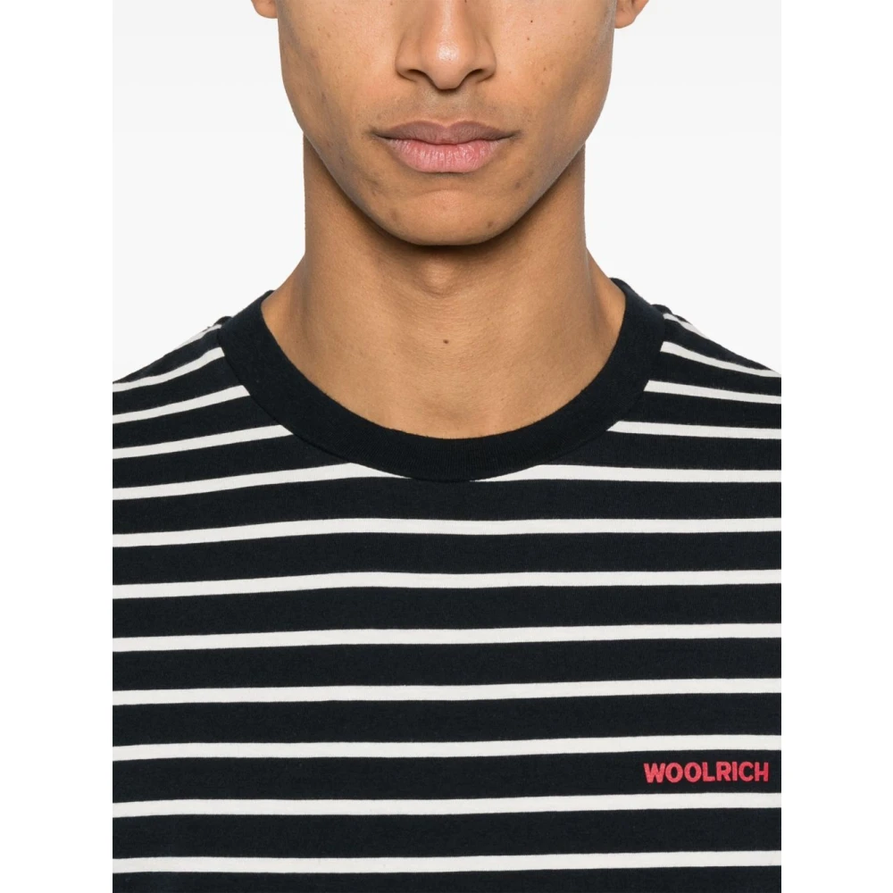 Woolrich Blauw Logo Print Crew Neck T-shirts Multicolor Heren